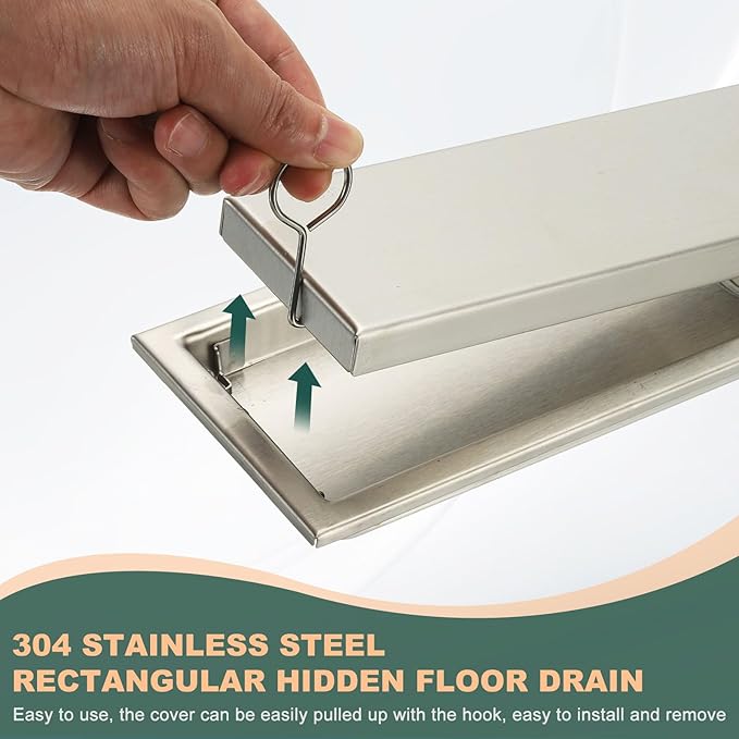 uxcell Rectangular Shower Drain, Brushed 304 Stainless Steel Odor-Proof Floor Drain Linear Shower Drain Hair Catcher for Bathroom Kitchen and Laundry Room(12 Inch, Black)