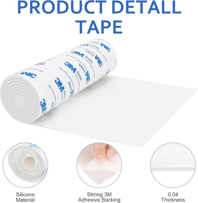 Silicone Furniture Pads, 5" x 120" Non Slip Furniture Pads Anti Skid Pads Non Slip Self Adhesive Cuttable Silicone Tape Strip Roll for Protecting Hardwood Floors Chair Wall Protector - White