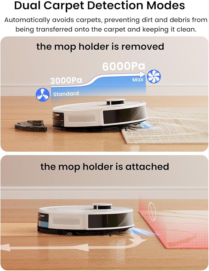 Lefant LiDAR Robot Vacuum and Mop,45-Day Self-Emptying,6000Pa Powerful Suction,Customized Cleaning,Home Mapping,140 Min Runtime,Roller Brush for Carpet,2.4G/5G WiFi/Alexa/APP/iWatch,M2 Plus