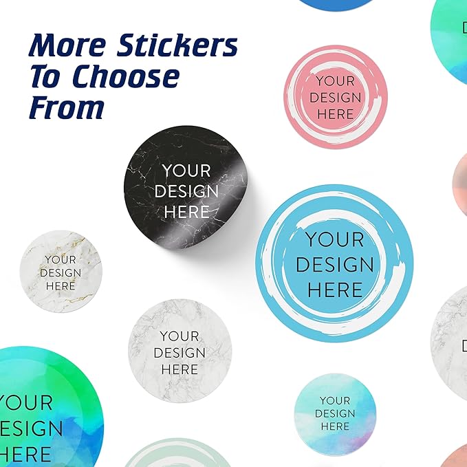 100 Custom Vinyl Stickers - Upload Your own Image, Text, Design, Logo - Personalized Logo Labels for Handmade, Packaging, Bottle, Jars, Candle, Brand Stickers (Blue Swirls, 5x5)
