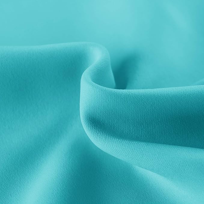 DWCN French Door Curtains – Rod Pocket Thermal Blackout Curtain for Window/Doorways/Kitchen/Classroom/Patio Doors for Privacy, 25W by 72L Inches, 1 Panel with Tieback, Turquoise