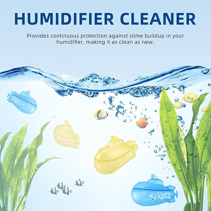 AMI PARTS Humidifier Tank Cleaner for Most Humidifier and Fish Tank, Softens Hard Water, Purifies Water, Prevents Hard Water Build-Up(Yellow & Blue Universal Humidifier Cleaner 14 pcs)