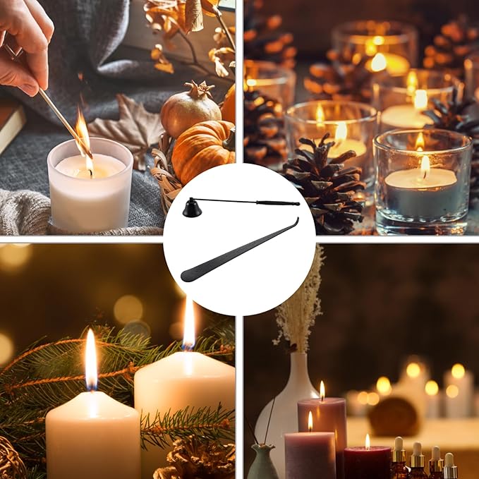 2-Piece Candle Snuffer with Wick Dipper,Candle Snuffer, Brass Candle Snuffer and Long Handle Putting Out Fire, Durable Metal Candle Tools for Home Decor and Relaxation