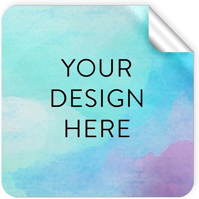 100 Custom Vinyl Stickers - Upload Your own Image, Text, Design, Logo - Personalized Logo Labels for Handmade, Packaging, Bottle, Jars, Candle, Brand Stickers (Sky Blue, 1.5x1.5 Square)