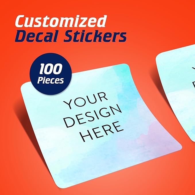 100 Custom Vinyl Stickers - Upload Your own Image, Text, Design, Logo - Personalized Logo Labels for Handmade, Packaging, Bottle, Jars, Candle, Brand Stickers (Sky Blue, 2x2 Square)
