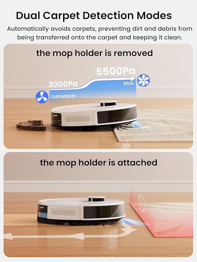 Lefant LiDAR Robot Vacuum and Mop, 45-Day Self-Emptying, 190° PSD Obstacle Avoidance, Customized Cleaning, Multi-Floor Mapping, 5500Pa Strong Suction, 140 Min Runtime, WiFi/Alexa/APP/iWatch, M2 Pro