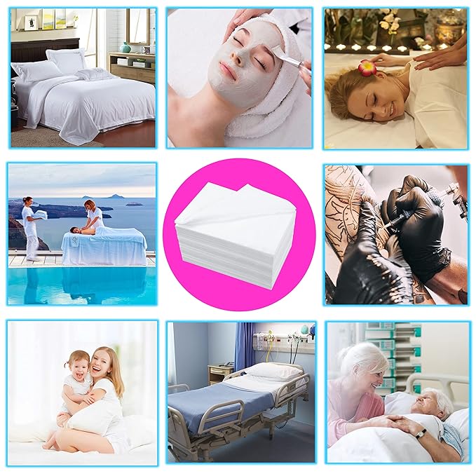 200 Pcs Disposable Bed Sheets 31" x 71" Massage Table Sheets Non Woven Fabric SPA Bed Cover Breathable for Massage Beauty Tattoos