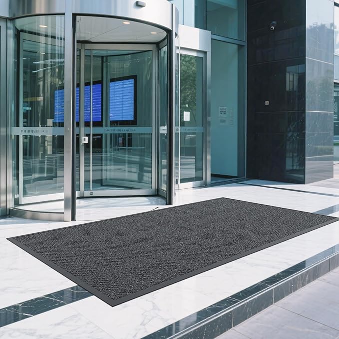 Front Door Mat, 6' x 2' Heavy Duty Indoor Outdoor Doormat, Non-Slip Backing Welcome Mats for Entryway, Low Profile, Commercial Door Mats