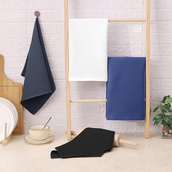 Homaxy 100% Cotton Waffle Weave Kitchen Towels - 4 Pack Soft and Absorbent Dish Towels - 16 x 26 Inches Quick Dry Hand Towels - Multiple Colour