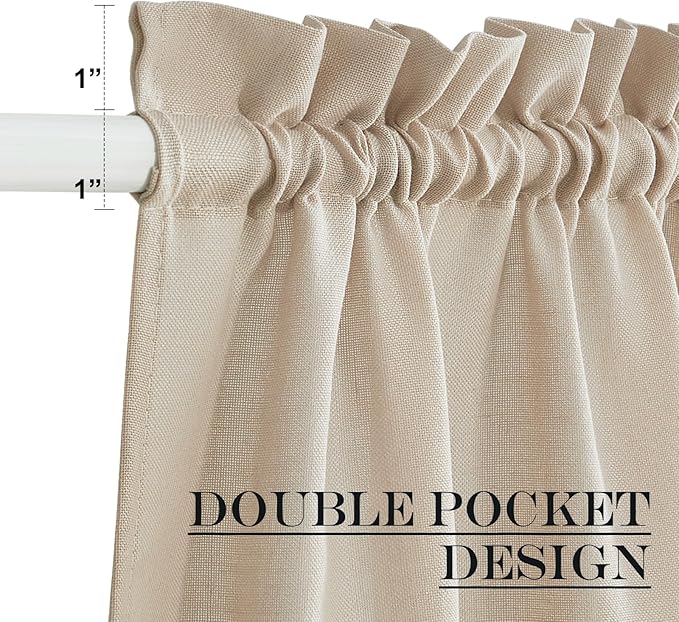 NICETOWN Linen Door Curtains 50 inch Length 1 Panel Farmhouse Kitchen Curtain Light Filtering Sidelight Covering, Door Blinds Tie Up Shade for Classroom Window, 1 Panel, 26 inch Wide, Anogra