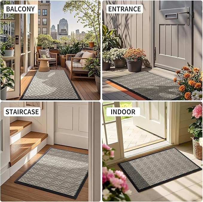 Yimobra Large Door Mat Outside Entrance 47x32, Waterproof Heavy Duty Outdoor Mats for Front Door, Non Slip Rubber Entry Mat for Garage Patio, Easy Clean, Beige