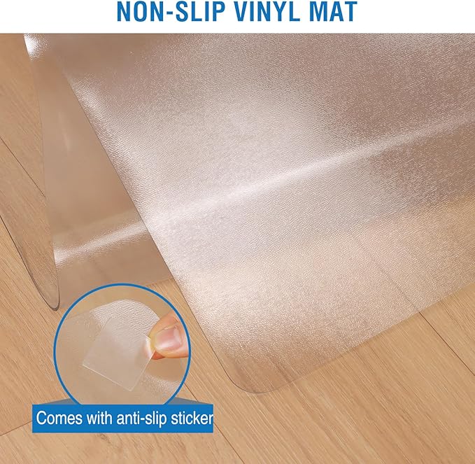 Clear Chair Mat, 48" x 36" Chair Mat for Hard Floors, Desk Floor Mat for Gaming Chair, Anti-Slip Vinyl Floor Mat for Home Office Living Room, Clear