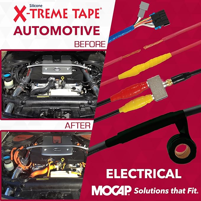 X-Treme Tape MOCAP Heavy Duty Electrical Tape, Self-Fusing Silicone Rubber, Waterproof & Insulating Flexible Tape, Electrical for Hose, Automotive, Outdoor & Repairs - 1" x 10ft Roll - Black