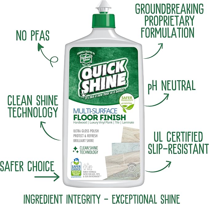 Quick Shine Ultimate Gold Clean + Polish Mop Kit | All-in-One 11 Pc Kit w/Interchangeable Attachments | Cleaner & Polish Included | No Batteries Needed | All Floors Pro Cleaning System | 2-in-1 Mop