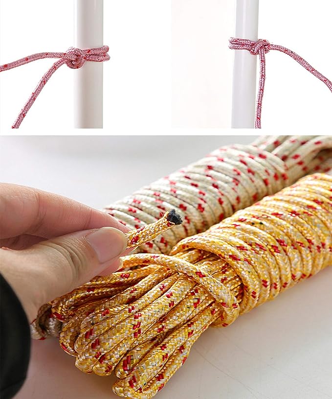 10M Heavy Duty Laundry Drying Clothesline Rope Portable Travel Nylon Cord Sturdy Clothes Line for Outdoor,Camping,Indoor,Crafting,Art Projects,Random Color Pack 2