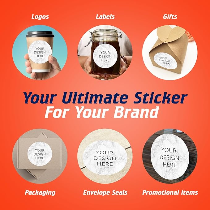100 Custom Vinyl Stickers - Upload Your own Image, Text, Design, Logo - Personalized Logo Labels for Handmade, Packaging, Bottle, Jars, Candle, Brand Stickers (Silver Marble, 5x5)