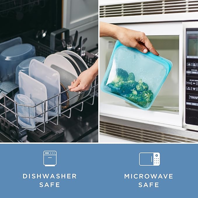 Stasher Premium Silicone Reusable Food Storage Bowl, 2-Cup, Clear, Microwave, Sous Vide, Dishwasher, Oven and Freezer Safe, Travel Container, BPA Free, Leak-free, Eco-friendly