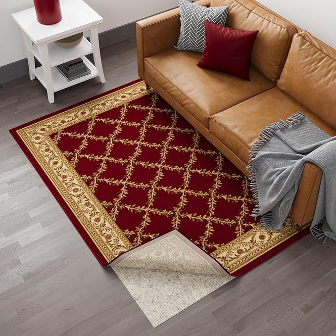 Ottomanson 2'7" x 6' Non-Slip Rug Pad Gripper 1/12 Inch Ultra Thin Dual Surface Felt + Rubber Gripper - Safe for All Floors, Cream
