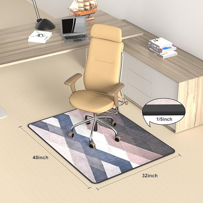 Heavy Duty Office Chair Mat for Carpet and Hardwood Floor Bohemian Desk Chair Mat Rug 36'' x 48'' Jacquard Woven Surface Floor mats for Office Home