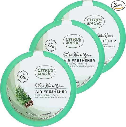 Citrus Magic Holiday Odor Absorbing Solid Air Freshener, Winter Wonder Green, 7-Ounce, Pack of 3