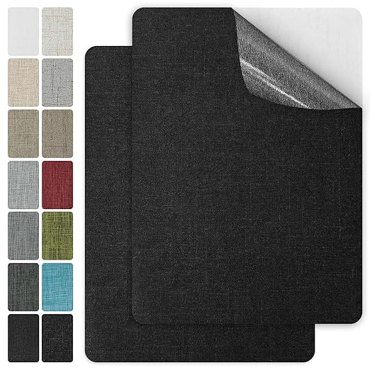 J.CARP 2Pcs Linen Repair Patches, Large Self-Adhesive Fabric Patch for Sofas, Couch, Furniture, Car Seats (8 * 11 inches-2PCS Floral Black)
