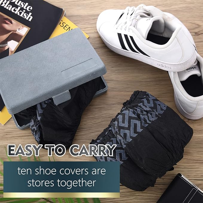 Zhanmai 300 Pack Disposable Shoe Covers Non Slip Disposable Large Foot Booties Shoe Covers for Indoors Contractors Floor and Carpet Protectors, One Size Fits Most(Black)