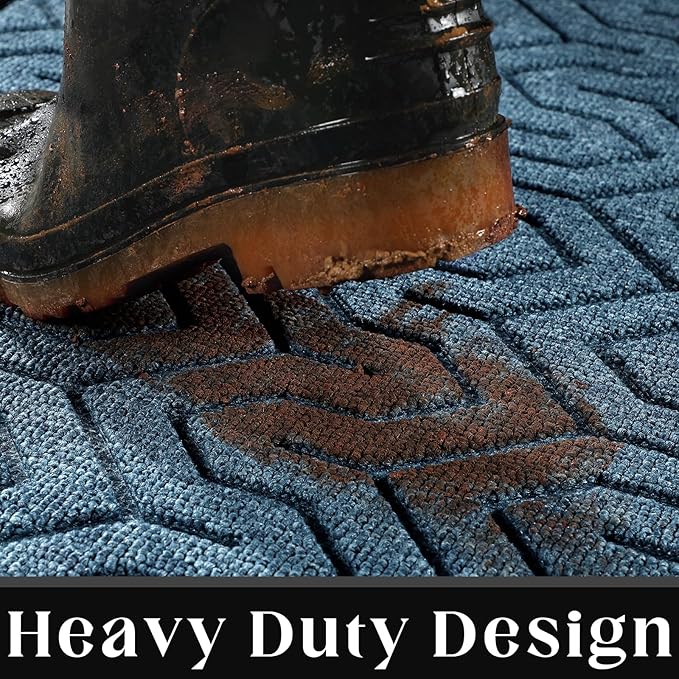 Yimobra Large Door Mat Outside Entrance 47x24, Waterproof Heavy Duty Outdoor Mats for Front Door, Non Slip Rubber Entry Mat for Garage Patio, Easy Clean, Mix Blue