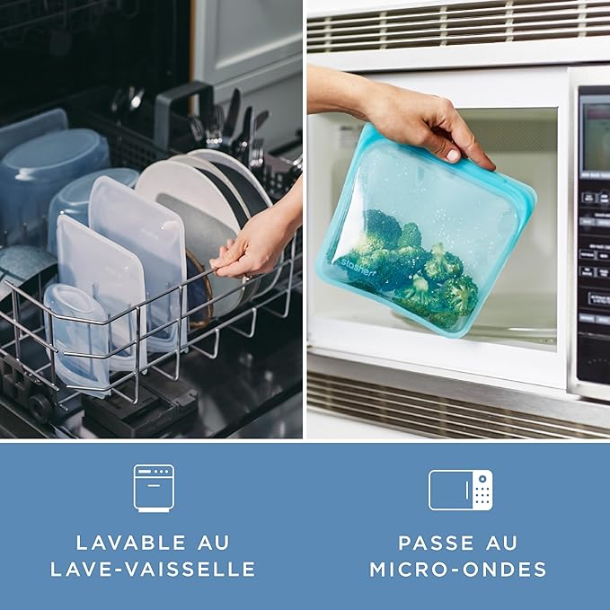 Stasher Premium Silicone Reusable Food Storage Stand-Up Bag Mega, Clear, Microwave, Sous Vide, Dishwasher, Oven and Freezer Safe, BPA Free, Leak-free, Eco-friendly, 104 Oz
