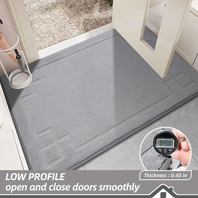 BEQHAUSE Door Mat 32" x 48", Non-Slip Door Mats Indoor Entryway Rugs Washable Low-Profile Absorbent and Stain Resist Floor Mats, Dog Door Mat for Front Back Door, Muddy Wet Shoes & Paws, Light Grey