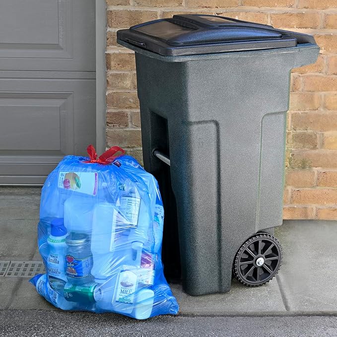 Amazon Basics Blue Recycling Trash Bags, Unscented, 13 Gallon, 60 count, Pack of 1