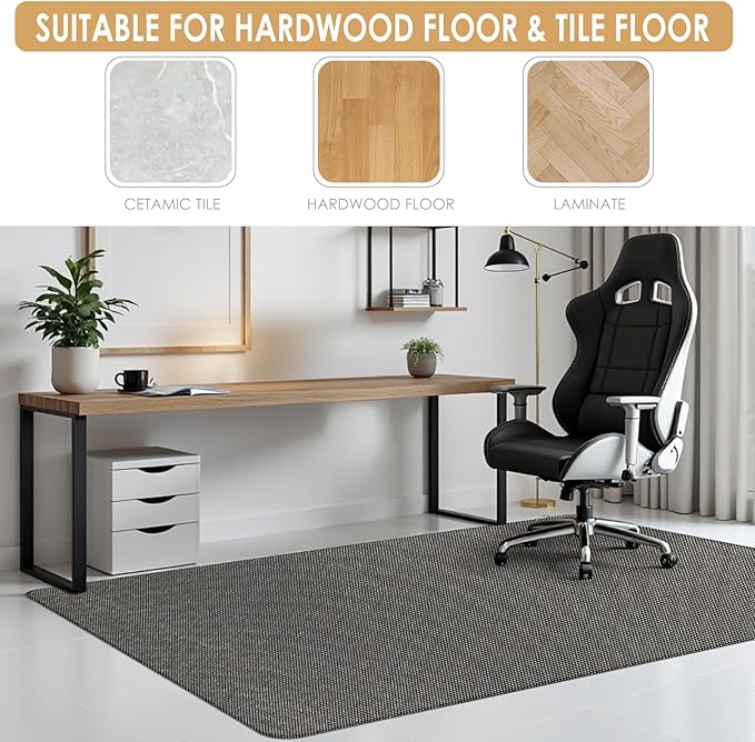 Kuyal Office Chair Mat for Hardwood Floor,44" x 58" Heavy Duty Desk Chair Mat for Office & Home, Anti Slip, Non-Curve Computer Chair Protector Mat, Light Brown