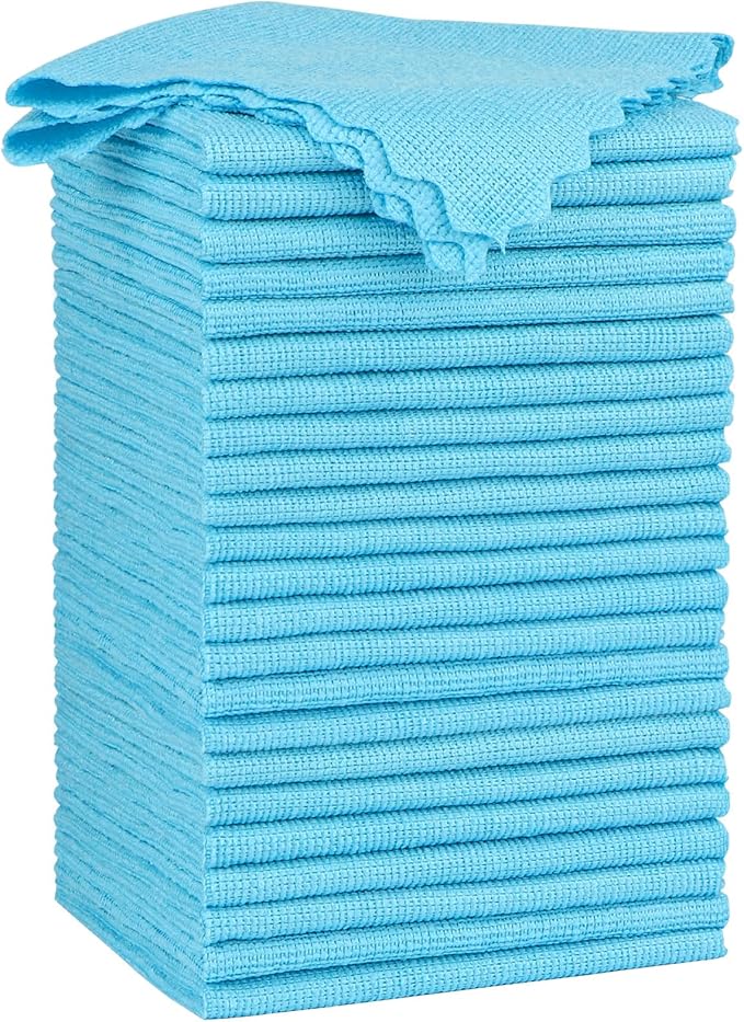 Orighty Cleaning Cloths 12x12 inch, Pack of 24, Highly Absorbent Microfiber Cleaning Supplies, Lint Free Cloths for Multiple-use, Powerful Cleaning Rags for House, Kitchen, Car Care (Blue)