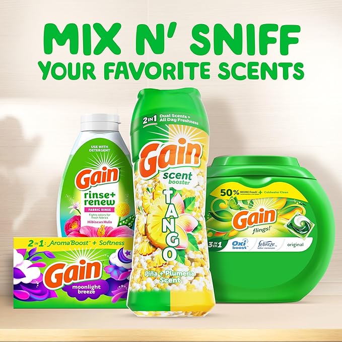 Gain Tango 2-in-1 Laundry Scent Booster Beads, Piña and Plumeria Scent, Laundry Beads with Dual Scents Plus All Day Freshness