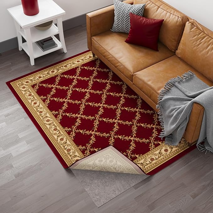 Ottomanson 3' x 9' Non-Slip Rug Pad Gripper 1/4 Inch Thick Dual Surface Felt + Rubber Gripper - Safe for All Floors, Brown
