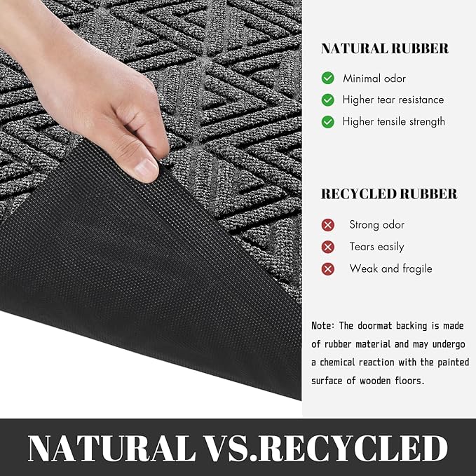 Yimobra Outdoor Mats for Front Door 29.5x17, All-Weather Waterproof Non-Slip Outdoor Door Mat Outside Eentrance, Garage/Patio Entryway Indoor Doormat, Easy Clean, Mix Grey