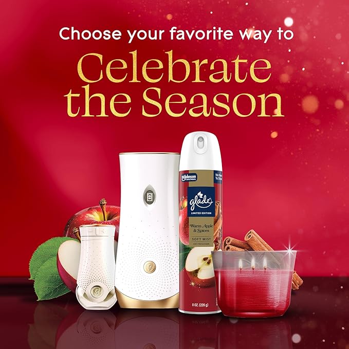 Glade PlugIns Refills Air Freshener, Warm Apple & Spices, Scented and Essential Oils for Home and Bathroom, 0.67 Fl Oz, 10 Count