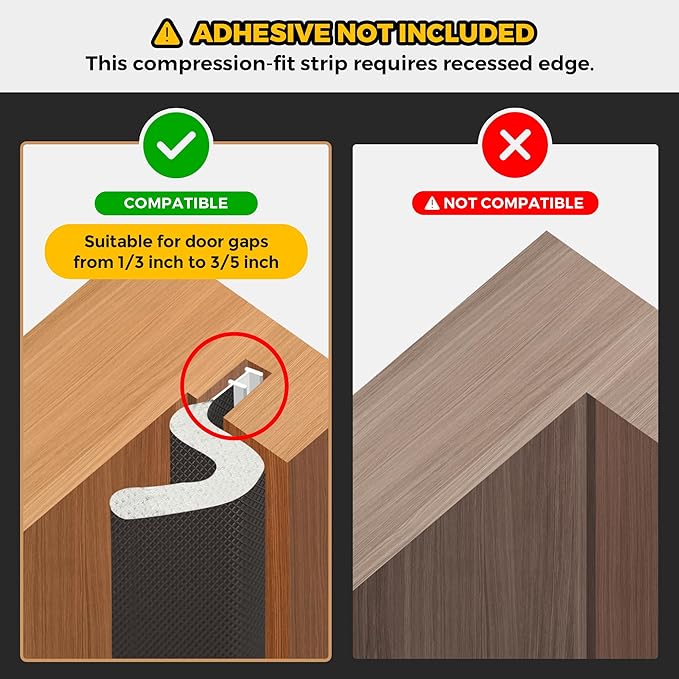 Ravinte Weather Stripping Door Seal Strip Soundproof "Q" Foam Weather Stripping for Door Frame, Exterior Door Weather Stripping for Large Gap, Easy to Install（Black, 28FT)