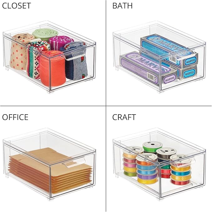 Clarity Pantry Stacking Drawer 8 x 6 x 4 M8 (Pack of 8) - Clear