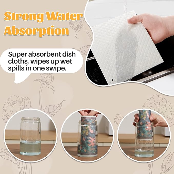 JOYMOOP 12 Pack Decorate Cleaning Cloth (Quiet Luxury of Decorative Series), Reusable Absorbent Dish Towels, Non-Scratch Washable Rags for Cookware, Kitchen and Household Cleaning - 6.7×7.9 inch