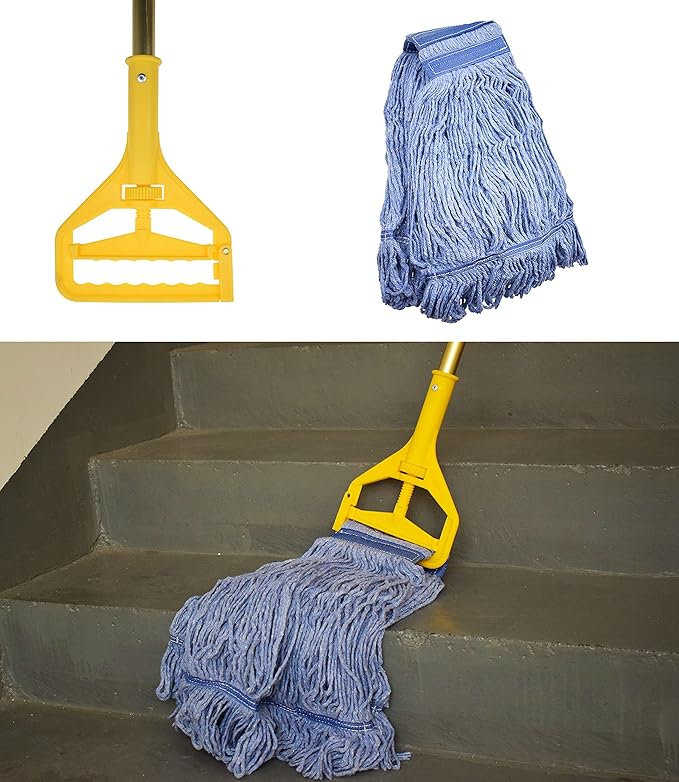 Mop Head Replacement Commercial Heavy Duty String Blue Wet Mop Heads for 3 Typs Commercial Mop Handle(6,Large,Weight 23oz)