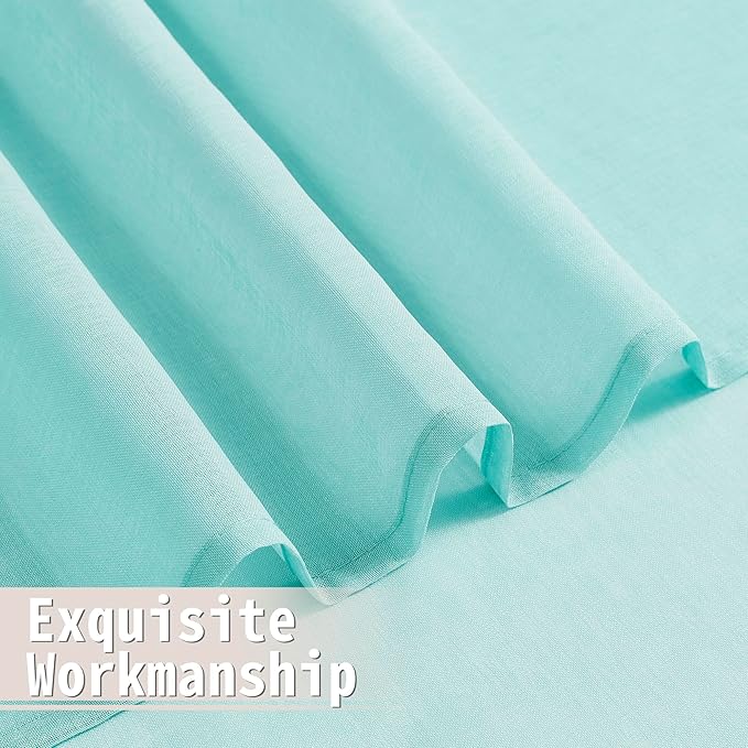Tollpiz Sheer Curtains Closet Linen Textured Curtain Sheers Doorway Light Filtering Voile French Door Rod Pocket Curtains Patio Glass Door, 54 x 63 inches Long, Crystal Blue, Set of 1 Panel