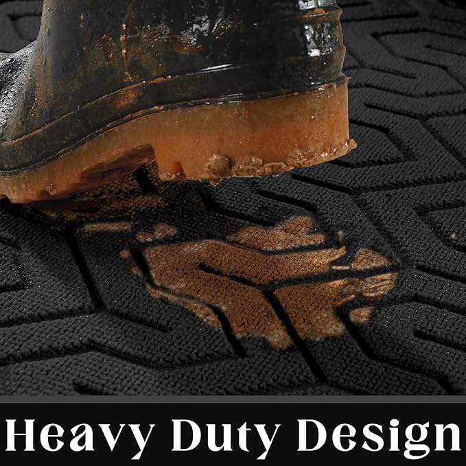 Yimobra Large Door Mat Outside Entrance 47x24, Waterproof Heavy Duty Outdoor Mats for Front Door, Non Slip Rubber Entry Mat for Garage Patio, Easy Clean, Black