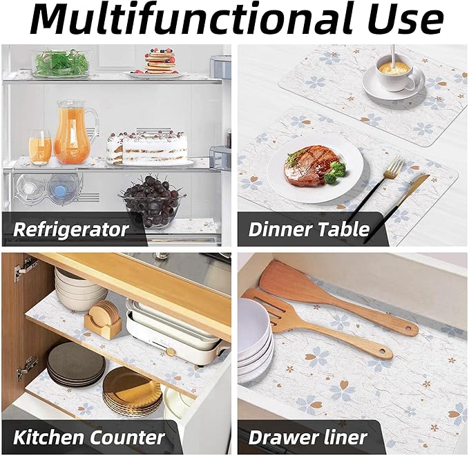 Cabinet Liners 5Rolls 18 x 96 Inch Wide Non Adhesive Kitchen Drawer Liner, Waterproof Shelf Liner Durable Anti-Slip for Kitchen Cabinets Shelf Liner Oil-Proof