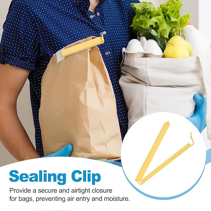 PATIKIL Sealing Clips 4.3 Inch, 10 Pack Reusable Plastic Bag Clip Clamp Sealer for Food Storage Snack Bag Home Kitchen, Yellow