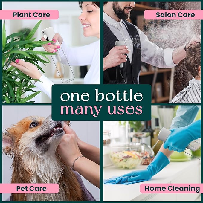 BeautifyBeauties Hair Spray Bottle – Ultra Fine Continuous Water Mister for Hairstyling, Cleaning, Plants, Misting & Skin Care (Clear)
