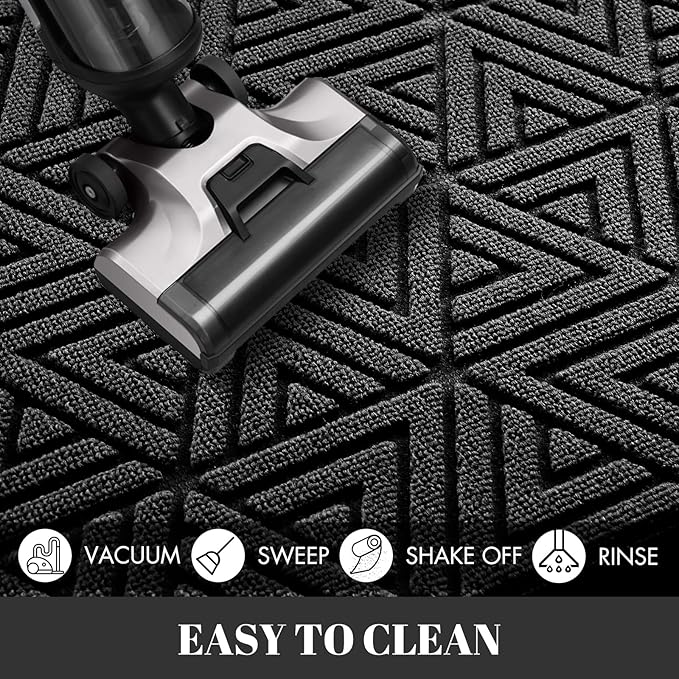 Yimobra Large Door Mat 36x24, All-Weather Waterproof Non-Slip Welcome Matt Outdoor, Heavy Duty Non Slip Doormat for Entryway for Patio and Garage Indoor, Easy Clean, Black