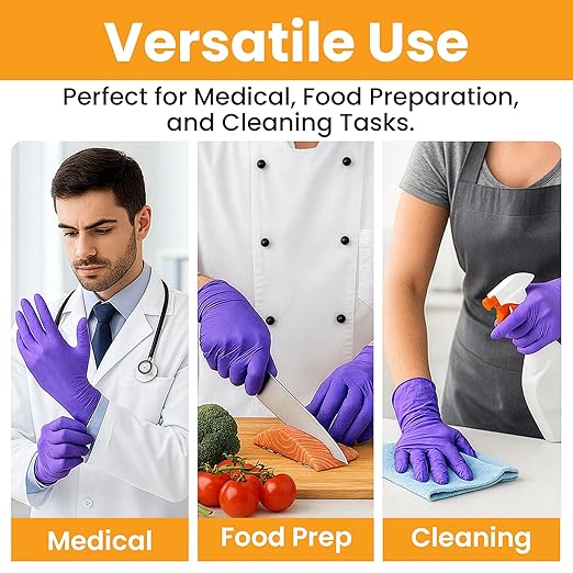 SafeWay Nitrile Disposable Gloves — Multi-Purpose Powder-Free, Non-Latex, Medical Use, and Textured Fingertips for Food Prep, Cleaning, Tattoo, Nursing, Lab, Examination, & More — (6000 pcs, Large)
