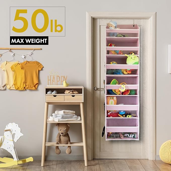 HOMELUX THEORY 1 PC Heavy Duty Over the Door Organizer 55x14x6.7, 6 Large Front & 12 Side Pockets, Hanging Storage Closet Door Organizer for Bedroom, Bathroom and Baby Nursery Storage (Ivory)