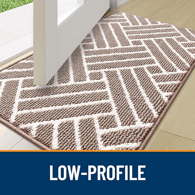 OLANLY Runner Indoor Door Mat, 70x23 Inch, Dirt Resistant and Absorbent, Non-Slip Rubber Backing Floor Mats, Easy Clean Low-Profile Doormat for Entryway, Front Door, and Inside Entrance, Brown