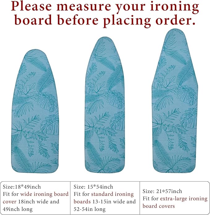 Ironing Board Cover for 18" x 49", Extra-Wide Pad with Elastic Edge, Thick Padding, Anti-Scorch, Bonus Mesh Cloth